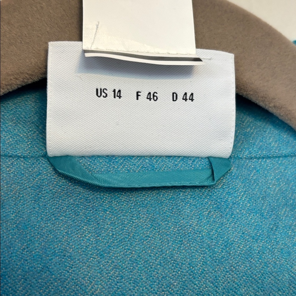 Akris Punto Cerulean Blazer Jacket 14 Snap Front WhipStitch trim Wool Cotton - Picture 8 of 10